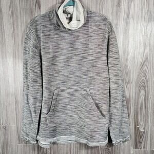 Free‎ Planet Mens Cowl Neck Pullover Sweater Grey Space Dye Kangaroo Pocket XL